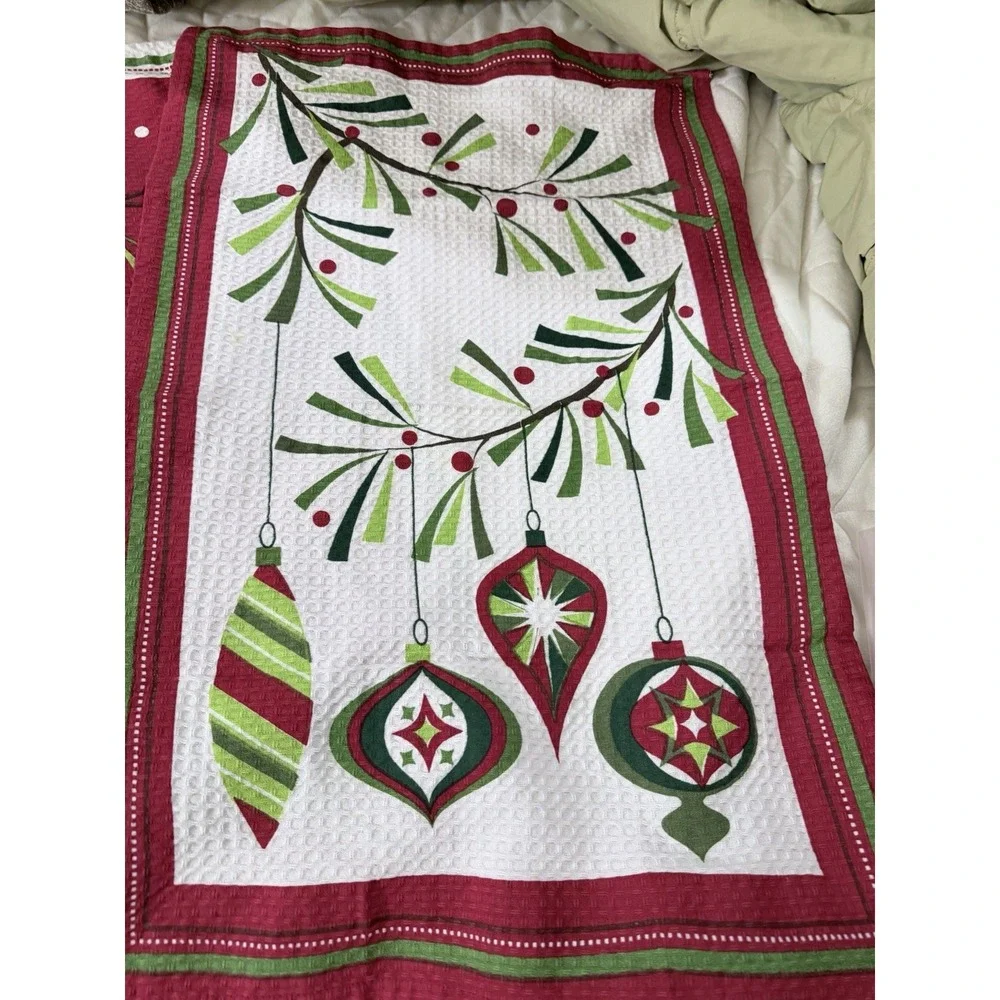 Set Of 2 Christmas Dish Cloth Tea Towel  100% Cotton